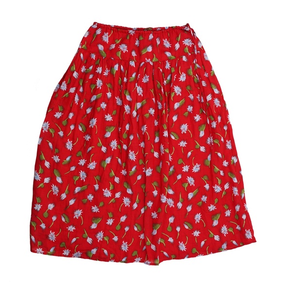 New J.CREW Size XXS Side-Tie Skirt in Ramie Red Multi $148 CK950 - Picture 5 of 7